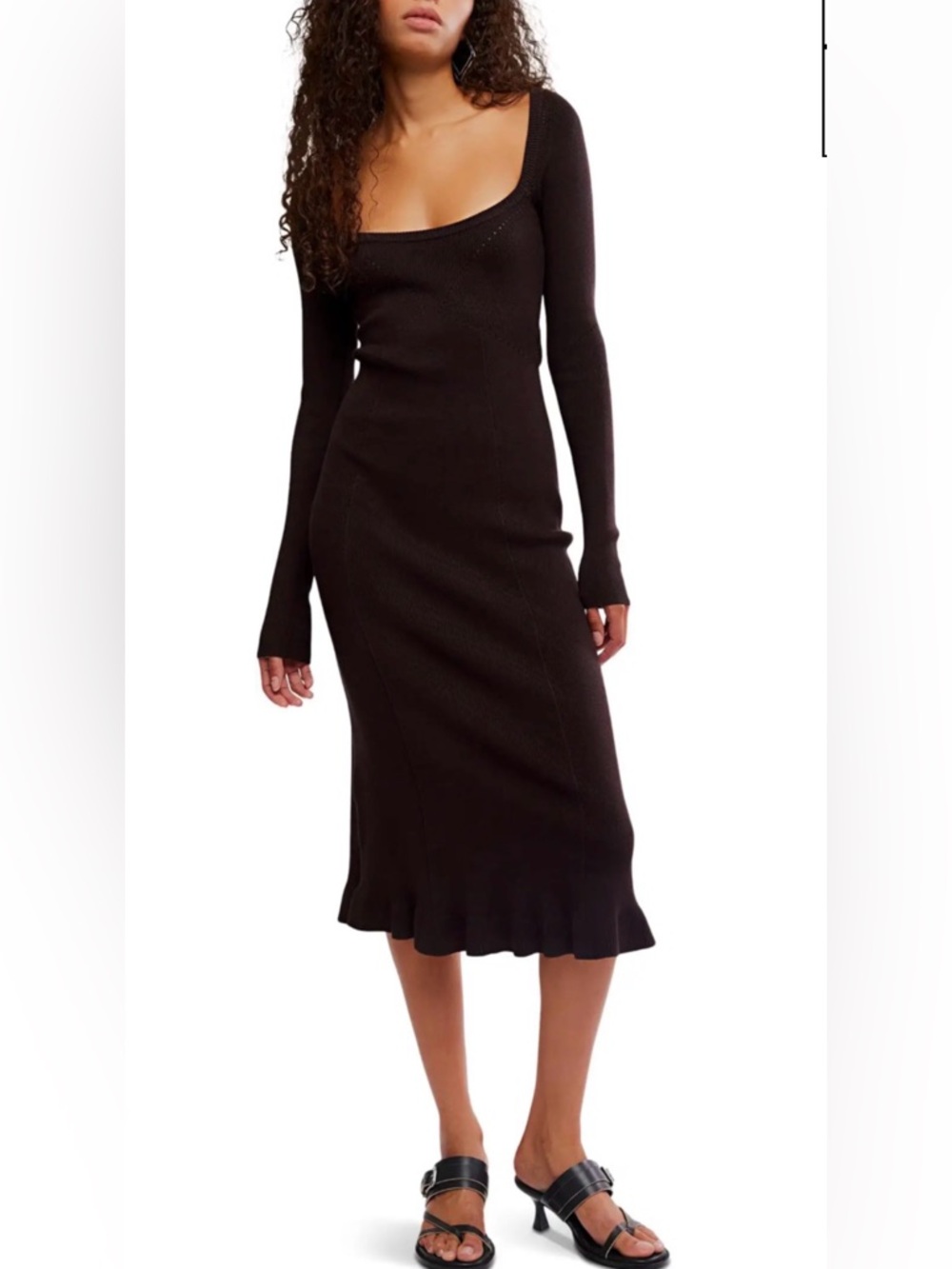 NWT 🔖Free People Allister Sweater Dress Brown Ribbed Knit Open Back Tie Dress XS